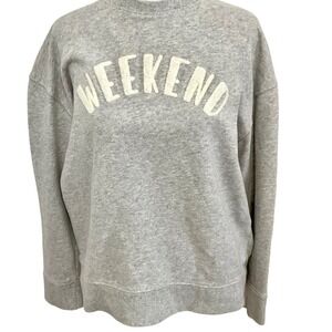 SHIRALEAH Chicago WEEKEND crewneck embroidered sweatshirt women's M cotton gray